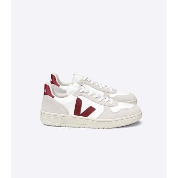 White/Red Men's Veja V-10 B-MESH Sneakers | AU 330XYU